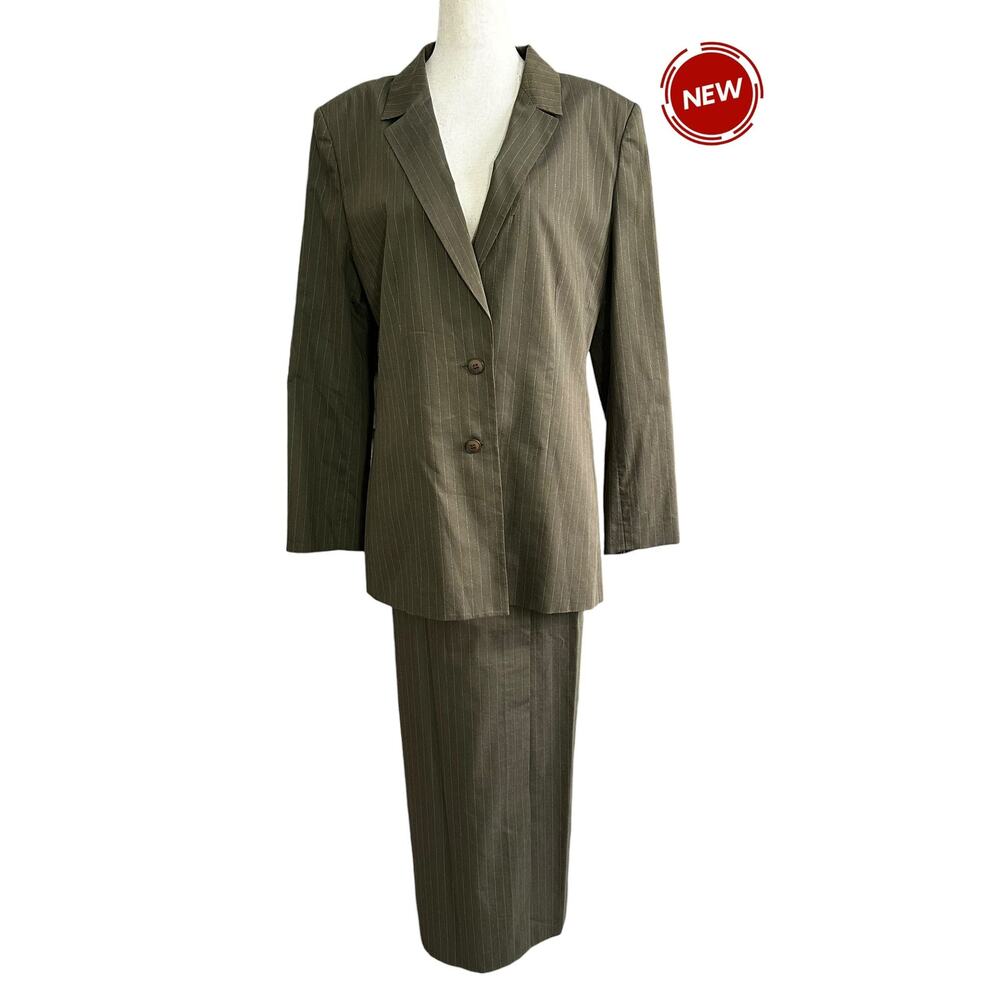 Kasper & Co ASL Olive Blazer Size 14 Skirt Size 12 Suit Skirt Set NWT | 53-18